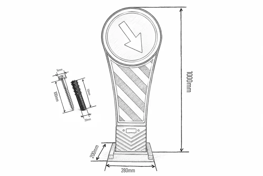 Dimenzije fleksibilnog prometnog znaka visine 100 cm