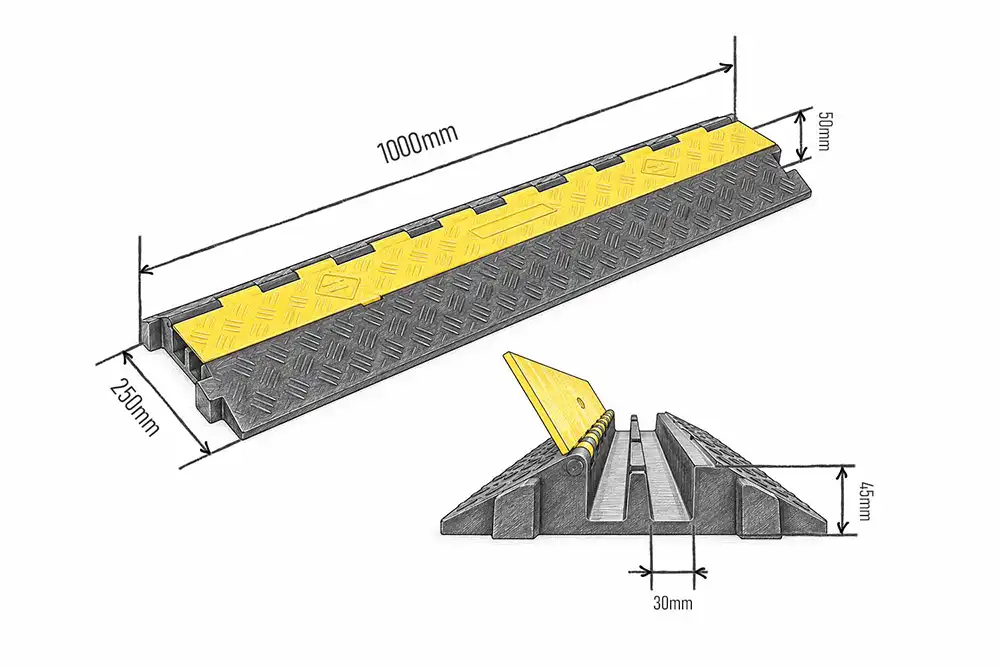 Dimenzije podne zaštite za kablove 100 cm 2 kanala