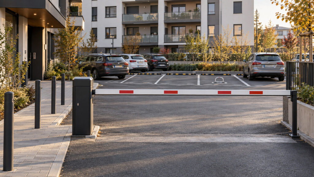 Spuštena rampa na ulazu u parkiralište stambene zgrade